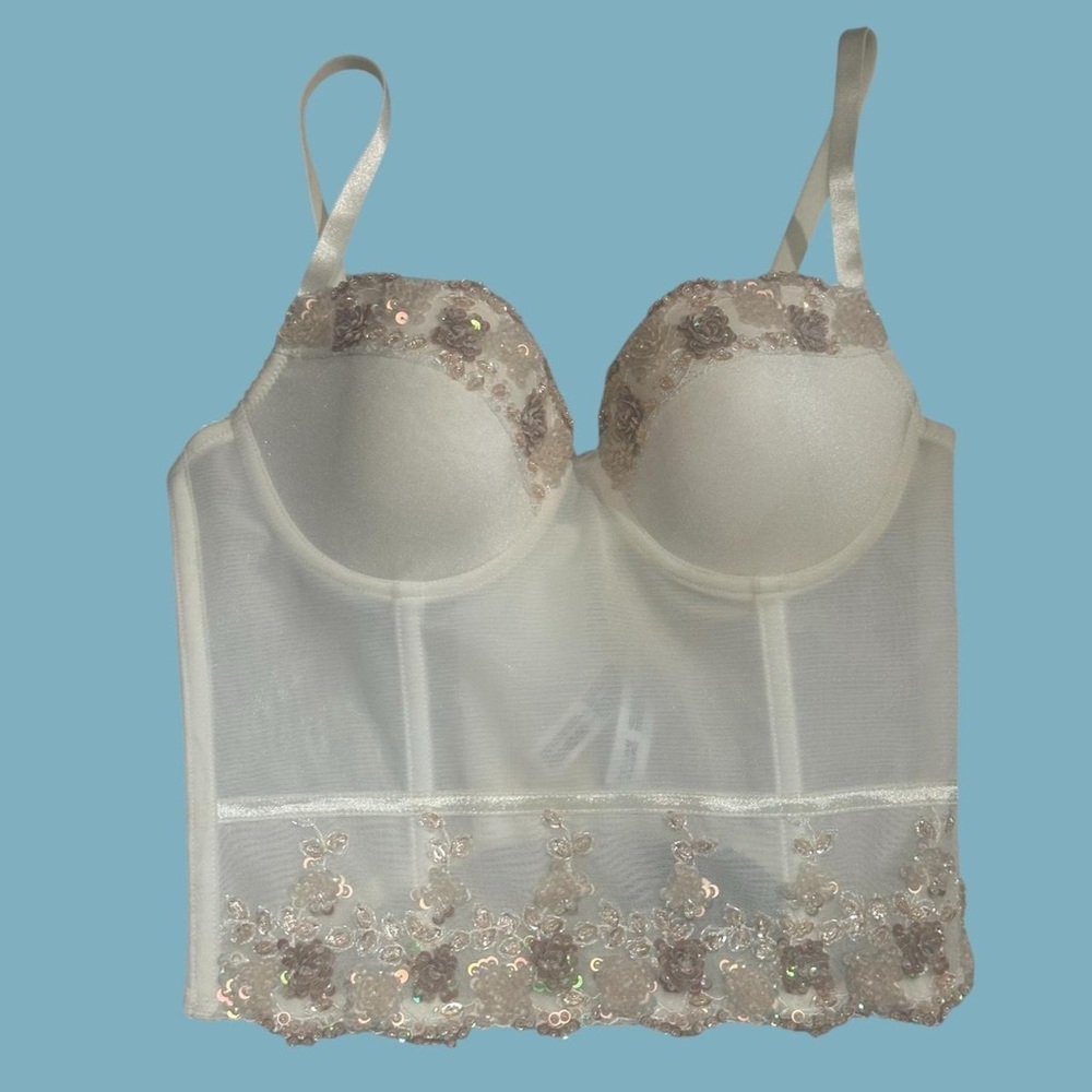 Vintage Bebe Selena Floral Beaded Bustier